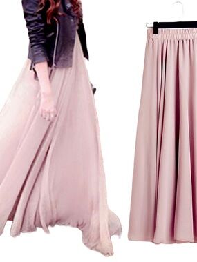 Elegant Pink Chiffon Skirt